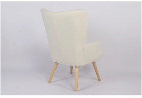 Πολυθρόνα ArteLibre MARION Λευκό Ύφασμα Μπουκλέ/Ξύλο 73x69x96cm