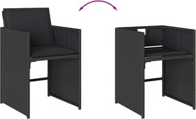 vidaXL Σετ Τραπεζαρίας Κήπου 9 τεμ Μαύρο από Συνθ. Ρατάν με Μαξιλάρια