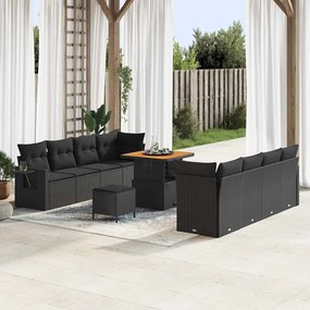 vidaXL Σετ Καναπέ Κήπου με αποθήκευση 11 pcs Μαύρο Πολυ ράταν