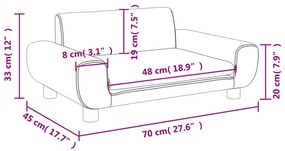 Καναπές Παιδικός Σκούρο Γκρι 70 x 45 x 33 εκ. από Βελούδο - Γκρι