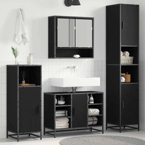 vidaXL Ντουλάπι Μπάνιου με ράφι Μαύρη δρυς 35 x 37.5 x 188.5 εκατοστά