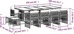 vidaXL Σετ Τραπεζαρίας Κήπου 13τεμ. Μαύρο από Συνθ. Ρατάν με Μαξιλάρια