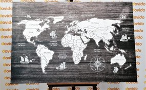 Εικόνα ασπρόμαυρο χάρτη σε ξύλο