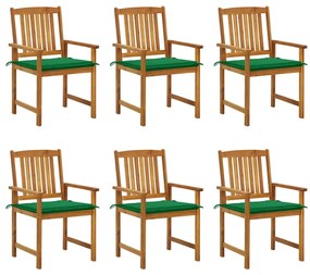 3078156 vidaXL Καρέκλες Κήπου 6 Τεμαχίων από Μασίφ Ξύλο Ακακίας με Μαξιλάρια Πράσινο, 1 Τεμάχιο