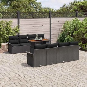 vidaXL Σετ Καναπέ Κήπου με μαξιλάρι 7 pcs Μαύρο 100 x 55 x 73 εκ