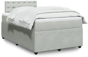 vidaXL Κρεβάτι Boxspring με Στρώμα Ανοιχτό Γκρι 120x200 εκ. Βελούδινο
