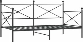 vidaXL Κρεβάτι ημέρας χωρίς στρώμα Μαύρο 100x190 cm Ατσάλι