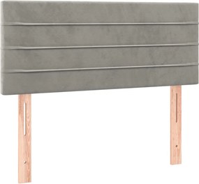 vidaXL Κρεβάτι Boxspring με Στρώμα &amp; LED Αν.Γκρι 90x200 εκ. Βελούδινο