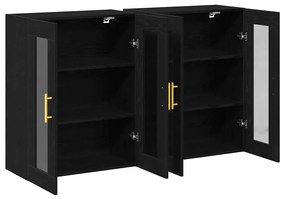 vidaXL Επιτοίχιο ντουλάπι 2 pcs Μαύρη δρυς 69.5 x 34 x 90 εκ.