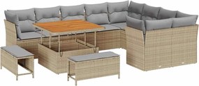 vidaXL Σετ Καναπέ Κήπου 12 pcs Μπεζ συνθετικό ρατάν