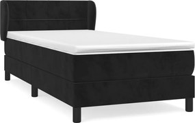 vidaXL Κρεβάτι Boxspring με Στρώμα Μαύρο 90x200 εκ. Βελούδινο