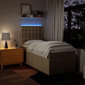 Κρεβάτι Boxspring με Στρώμα Κρεμ 80 x 200 εκ. Υφασμάτινο - Κρεμ