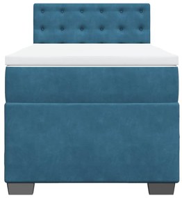 vidaXL Κρεβάτι Boxspring με Στρώμα Μπλε 80 x 200 εκ. Βελούδινο