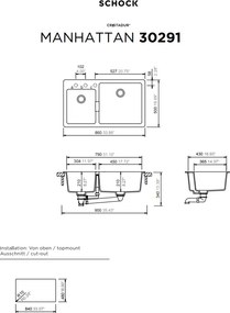 Schock Manhattan 30291 - Νεροχύτης Κουζίνας Γρανίτη 86x50 - Asphalt