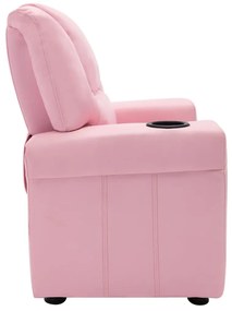 vidaXL Πολυθρόνα Παιδική Ανακλινόμενη Ροζ από Συνθετικό Δέρμα