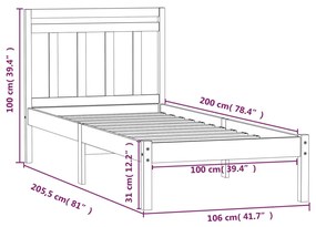 ΠΛΑΙΣΙΟ ΚΡΕΒΑΤΙΟΥ 100 X 200 ΕΚ. ΑΠΟ ΜΑΣΙΦ ΞΥΛΟ ΠΕΥΚΟΥ 3100579