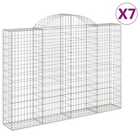 vidaXL Συρματοκιβώτια Τοξωτά 7 τεμ. 200x30x140/160 εκ. Γαλβαν. Ατσάλι