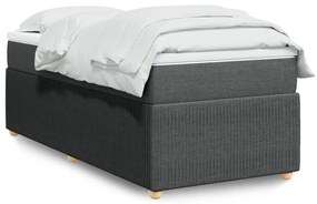 vidaXL Κρεβάτι Boxspring με Στρώμα Σκούρο Γκρι 90x200 εκ. Υφασμάτινο