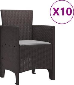 vidaXL Σέτ φαγητού για κήπο 11 τμχ. Καφέ Πολυπροπυλένιο