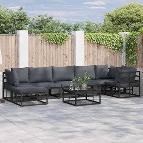 vidaXL Σετ Καναπέ Κήπου με μαξιλάρι 8 pcs Μαύρο Αλουμίνιο