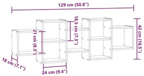 Ράφι Τοίχου Αρτισιανή Δρυς 129x18x42 εκ. από Επεξεργασμένο Ξύλο - Καφέ