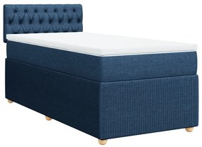 Κρεβάτι Boxspring με Στρώμα Μπλε 90x190 εκ.Υφασμάτινο - Μπλε