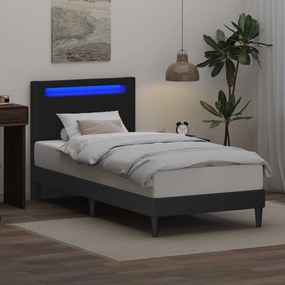vidaXL Σκελετός Κρεβατιού Μαύρο 90 x 190 cm Τεχνητό Δέρμα