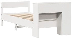 vidaXL Κρεβάτι Βιβλιοθήκη Χωρίς Στρώμα Λευκό 75x190 εκ Μασίφ Πεύκο