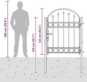 vidaXL Πύλη Φράχτη Γκρι 100 x 125 cm Ατσάλι με Επικάλυψη Πούδρας