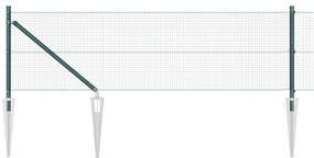 vidaXL Welded Wire Fence με 13 Αναρτήσεις Πράσινες 0.8x25 μ Χάλυβα