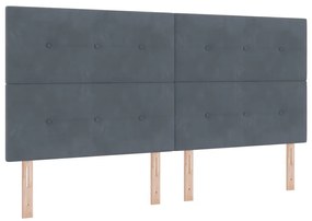 vidaXL Κρεβάτι με ελατήρια με στρώμα Σκούρο Γκρι 200 x 200 cm Βελούδο