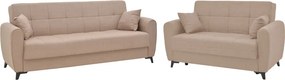 Σετ σαλονιού 2τεμ Lincoln pakoworld ύφασμα σε μπεζ απόχρωση