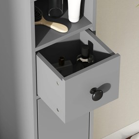 Ντουλάπι μπάνιου 4 Ράφια Συρτάρι Νοβιοσανίδα Λεπτό Σχέδιο Γκρι