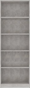 vidaXL Βιβλιοθήκη με 5 Ράφια Γκρι Σκυροδέμ. 60x24x175 εκ. Επεξ. Ξύλο