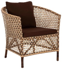 ARMCHAIR OUTDOOR SILMAR  BROWN-NATURAL RATTAN-CUSHIONS BROWN 82x76x85Hcm.