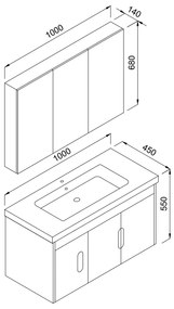 Σετ Έπιπλο Μπάνιου ADA Λευκό MDF 18mm Λάκα 100 9SADA100WHM