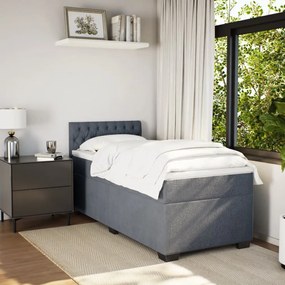 vidaXL Κρεβάτι Boxspring με Στρώμα Σκούρο Γκρι 100x200 εκ. Βελούδινο