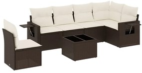 vidaXL Σαλόνι Κήπου Σετ 7 Τεμαχίων Καφέ Συνθετικό Ρατάν με Μαξιλάρια