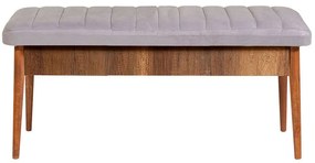 Σκαμπό Με Αποθηκευτικό Χώρο Vina Bench 869VEL5143 110x40x46cm Light Grey-Walnut