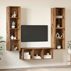 vidaXL Σετ Τηλεοπτικού Κάδου 3 pcs Παλαιό ξύλο 37 x 37 x 142.5 εκ