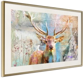 Αφίσα - Pastel Deer - 90x60 - Χρυσό - Με πασπαρτού