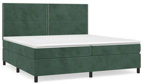 vidaXL Κρεβάτι Boxspring με Στρώμα Σκούρο Πράσινο 200x200εκ. Βελούδινο