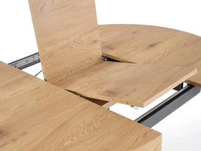 Τραπέζι Houston 1224, Χρυσή βελανιδία, Μαύρο, 77cm, 60 kg, Επιμήκυνση, Φυσικό ξύλο καπλαμά, Ινοσανίδες μέσης πυκνότητας, Μέταλλο | Epipla1.gr