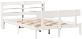 vidaXL Σκελετός Κρεβ. Χωρίς Στρώμα Λευκό 135x190 εκ Μασίφ Πεύκο