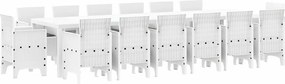 vidaXL Σέτ φαγητού για κήπο 15 pcs Λευκό Rattan Polt