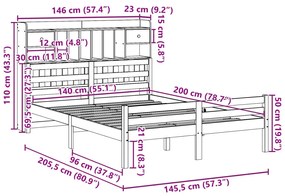 ΚΡΕΒΑΤΙ ΒΙΒΛΙΟΘΗΚΗ ΧΩΡΙΣ ΣΤΡΩΜΑ 140X200 ΕΚ ΜΑΣΙΦ ΞΥΛΟ ΠΕΥΚΟ 3322264