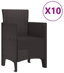 vidaXL 11 κομμάτι σετ τραπεζαρίας κήπου καφέ πολυ-ρατάν