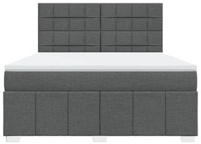 vidaXL Κρεβάτι Boxspring με Στρώμα Σκούρο Γκρι 180x200 εκ Υφασμάτιν