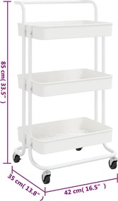 vidaXL Τρόλεϊ Κουζίνας 3 Επιπέδων Λευκό 42 x 35 x 85 εκ. Σίδερο/ABS