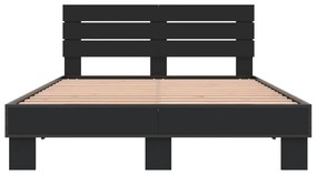 Πλαίσιο Κρεβατιού Μαύρο 140x200 εκ. Επεξεργ. Ξύλο και Μέταλλο - Μαύρο